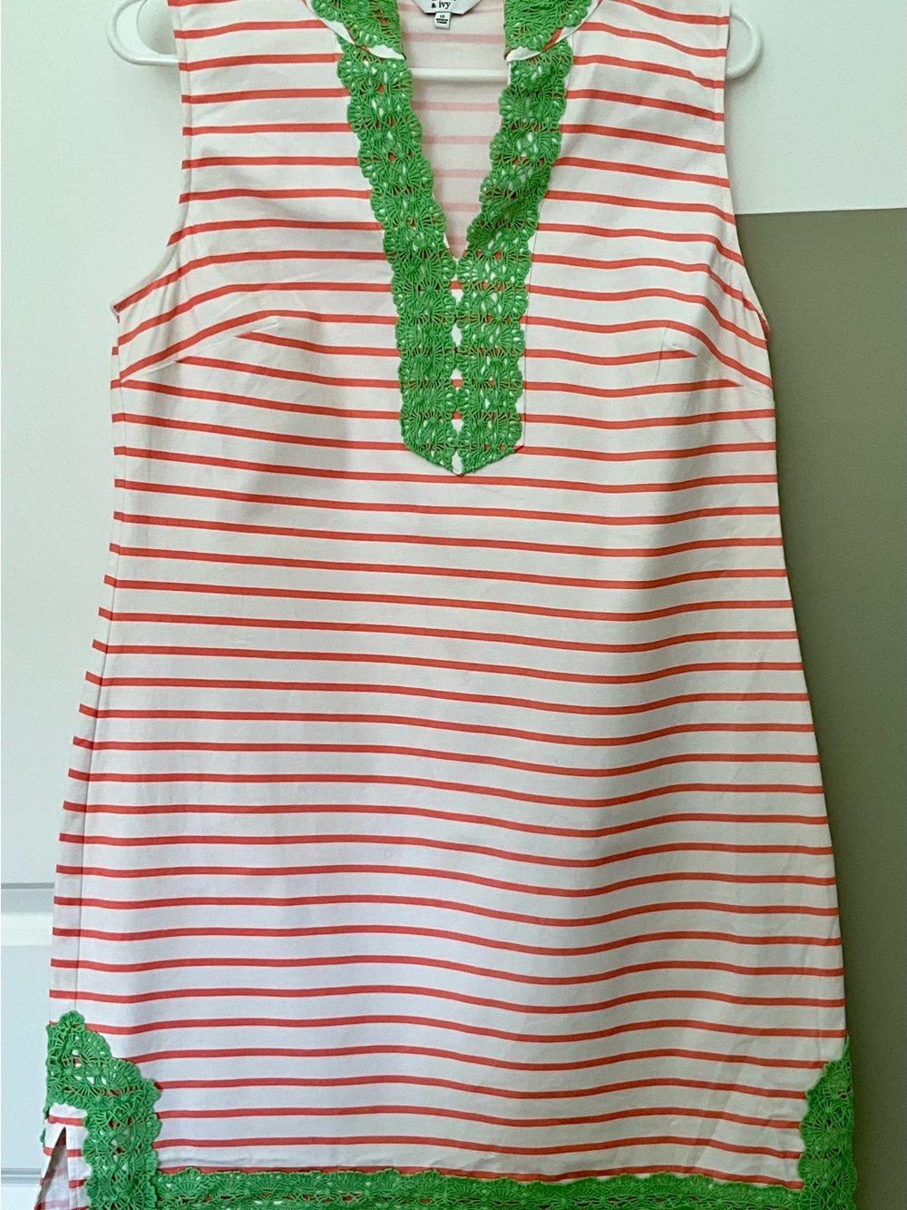 crown & ivy White and Coral Striped dress/bathing suit cover